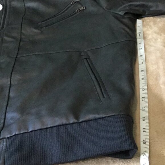 Dark gray Leather Look Jacket with Hood - Picture 9 of 10